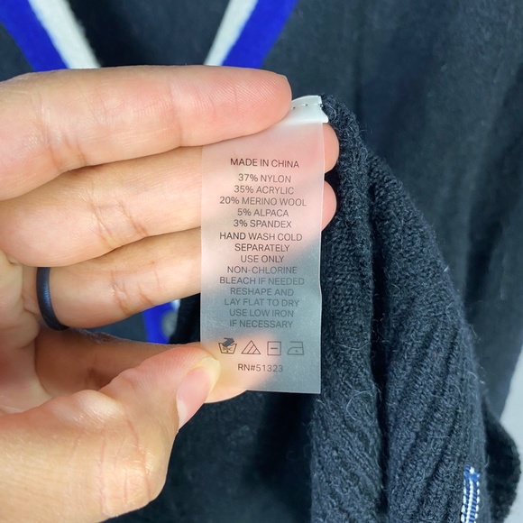 Court and Rowe Cardigan Sweater Long Sleeve V- Neck Stripe Trim in Rich … - Picture 6 of 7